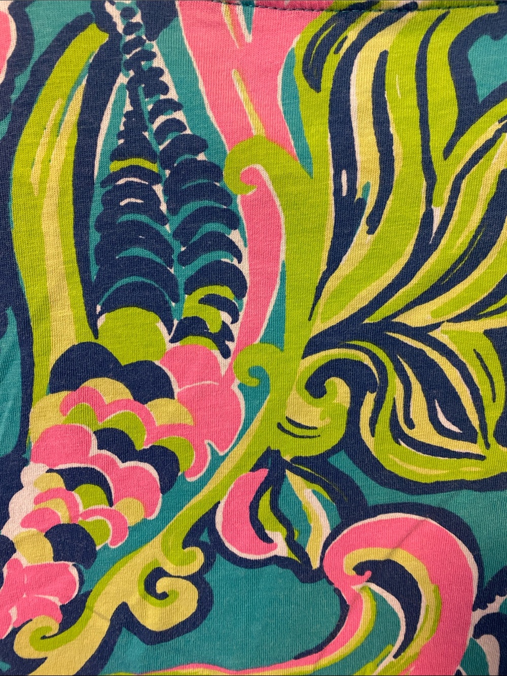 Lilly Pulitzer Vibrant Tropical Print V-Neck Top - Teal & Pink & Lime - size XL - Picture 4 of 6